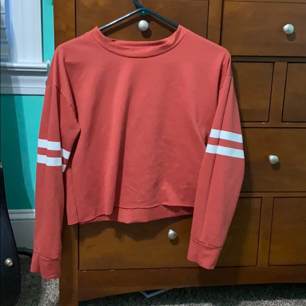 Varsity striped sleeve crop top
